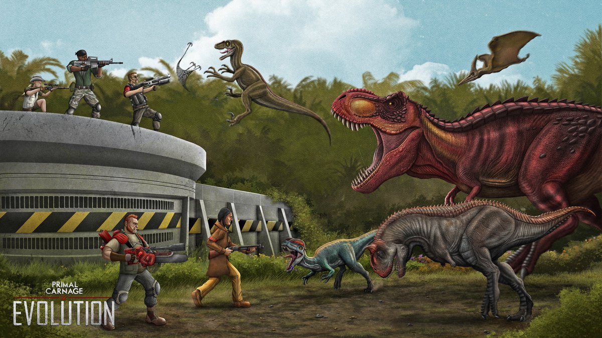 ArtbyAP27's tweet photo. LAUNCH DAY! 

These two were some of the most challenging, but fulfilling pieces I did for @PrimalCarnage Evolution. The first, being the primary promotional artwork. An honor and a privilege to have been entrusted with so much. https://t.co/qTakTz15lW