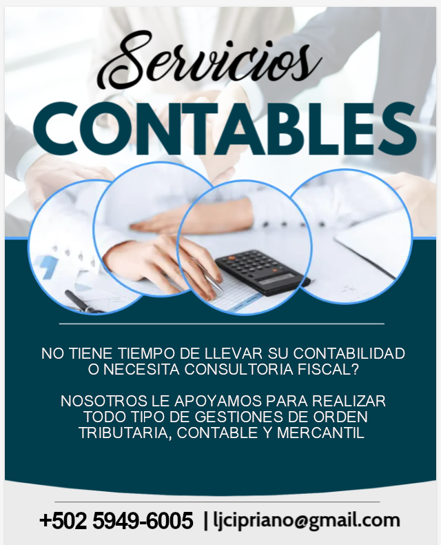 NetMarketGuate's tweet photo. 📌 ¿Necesita apoyo con su contabilidad o consultoría fiscal?
Le ayudamos con gestiones tributarias, contables y mercantiles para que usted se enfoque en su negocio. 💼📊
📞 +502 5949-6005
📧 ljcipriano@gmail.com

#Contabilidad #AsesoríaFiscal #Negocios #Emprendedores https://t.co/hmxh734X01