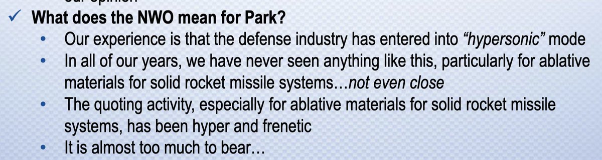 NickCortellucci's tweet photo. Interesting slide from $PKE's earnings deck as it pertains to other players in the missile ecosystem too $IEHC $MPTI $DCO $SYPR https://t.co/2PWoDTTi0o