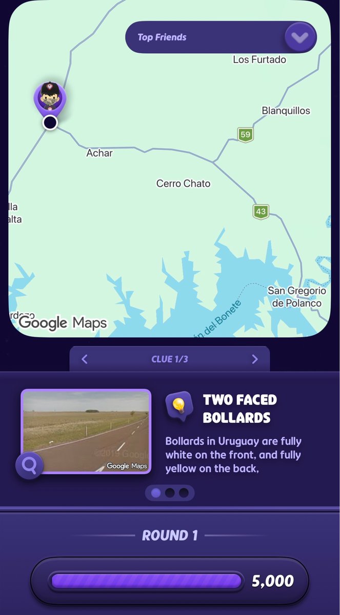 miloenjoy's tweet photo. 5月28日のGeoGuessr Daily Challengeは、国当て4/5（🇺🇾🇧🇷🇳🇴🇰🇪❌）で、最後でやらかして1.7万点台止まり🥈 ウルグアイ🇺🇾での道路番号精査で5kを取ったR1✨ 最後の最後にHarstad🇳🇴を見つけたR3。広大なユーラシア大陸に屈したR5。 https://t.co/emQCDuld80