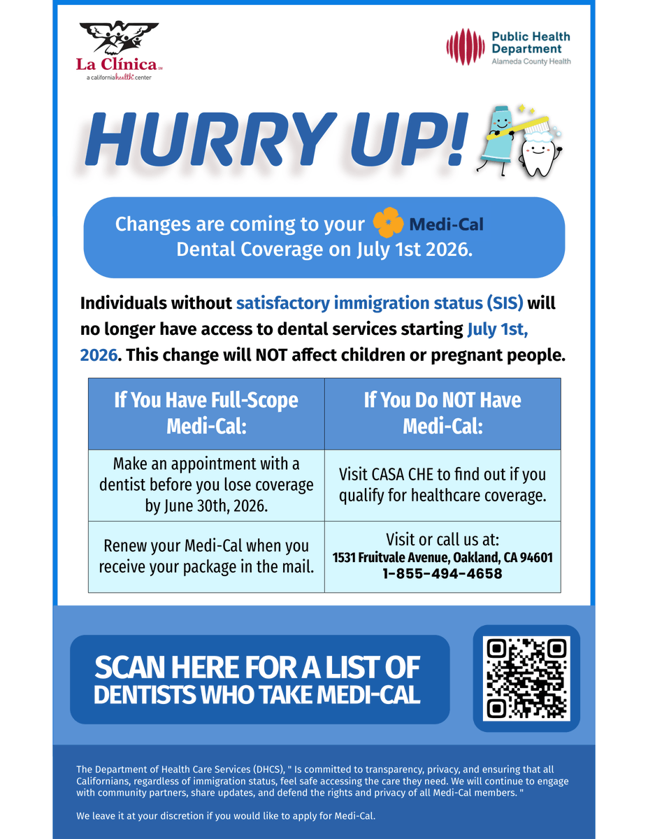 Dare2BWell's tweet photo. ⏰ Don’t wait! Changes to Medi-Cal dental coverage are coming July 1, 2026. Some adults may lose dental coverage beginning July 1. This change will not affect children or pregnant people. Make your dental appointment before June 30, 2026. https://t.co/FwExDNqYXD