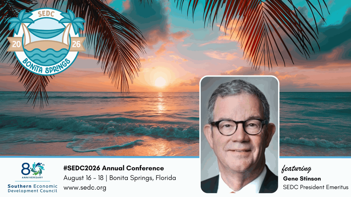 SEDCouncil's tweet photo. He’s back. The world’s best economy builders will headline #SEDC2026 in sunny Bonita Springs, August 16–18.

Don’t miss a special 80th SEDC Anniversary session featuring Council President Emeritus Gene Stinson.

Grab your ticket today at https://t.co/rSweabQ9FN. https://t.co/qKKhUhPtME