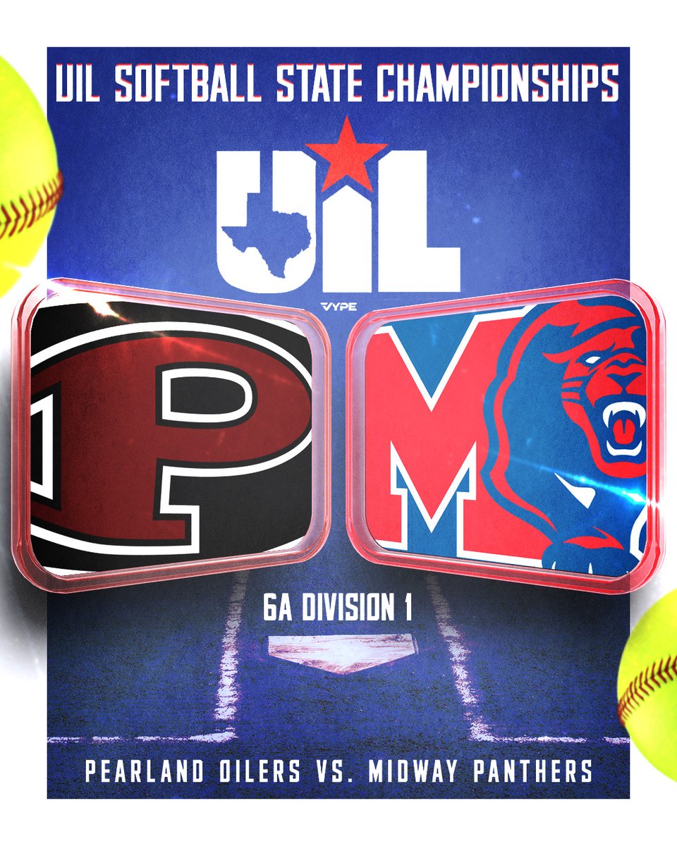 vypehouston's tweet photo. EVERYTHING ON THE LINE🥇: 2026 UIL Softball🥎 State Championship Preview — Pearland vs. Midway, 6A D1

6A Division I🏆
@PHSLadyOSB 🆚 @MidwayPanthers 
🗓️Saturday, May 30th — 1:00 PM⏰
🏟️Red & Charline McCombs Field — Austin, TX📍

Preview➡️🔗https://t.co/NQCVCeVjp5