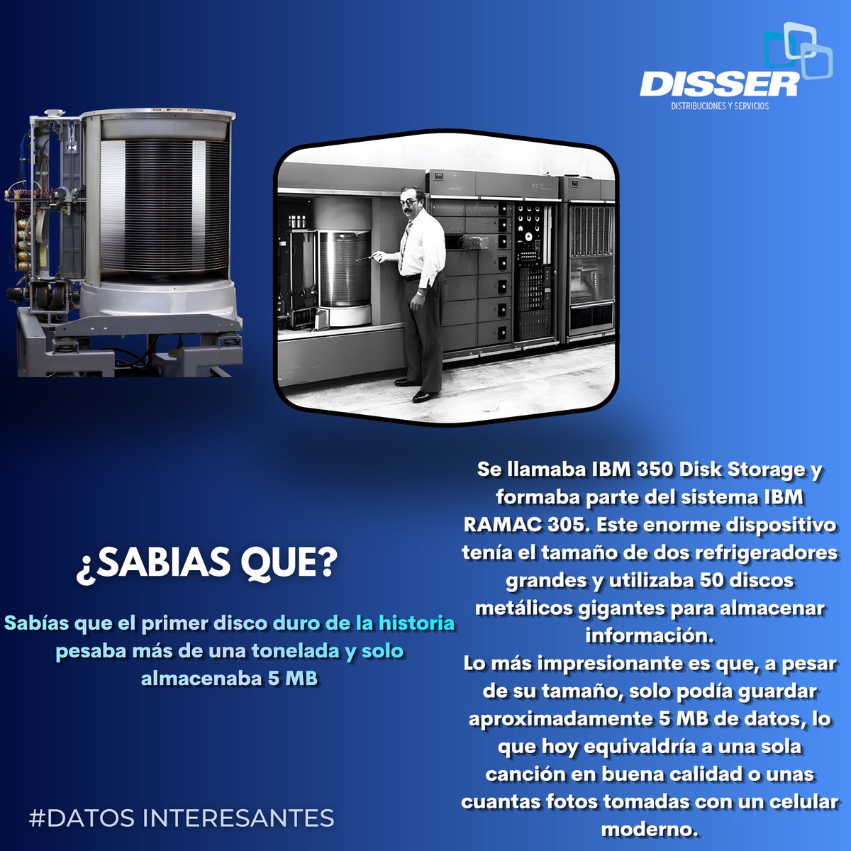 DisserMX's tweet photo. 💾 El primer disco duro de la historia pesaba más de una tonelada… y aun así solo almacenaba 5 MB 😱

#SabiasQue  #IBM #DiscoDuro #empresas #negocios #business  #seguridad #precio #Ofertas #tecnologia #innovacion #Ventas https://t.co/VC6v67LktR