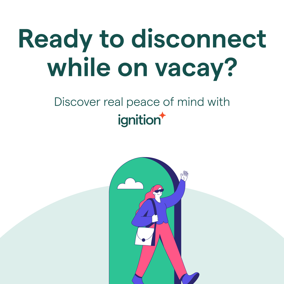 ignitionapp's tweet photo. Are you still checking your work phone for updates when your email says out of office? 😭 ✨ 

Ignition automates repetitive tasks and streamlines workflows, so you can really disconnect while on vacay. 🏝

Try Ignition today: https://t.co/qgOxTktPAO #WorkLifeBalance #TaxTwitter https://t.co/js0iBAjPS9