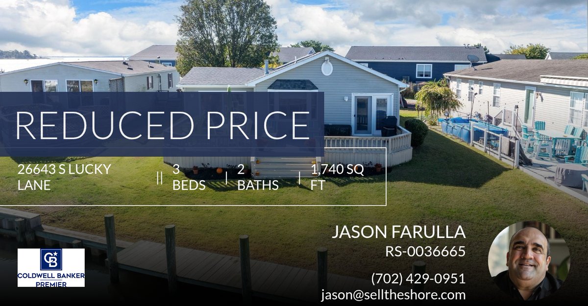 JasonFarulla's tweet photo. 📍 Reduced Price 📍 This recently reduced home at 26643 S Lucky Lane in Millsboro won't last long, so, don't wait to set up a showing! Reach out here or at (702) 429-0951 for more information!

Jason Farulla , Your experienced agen... https://t.co/PkW6Aq8qs9 https://t.co/QB5KVeDlHn