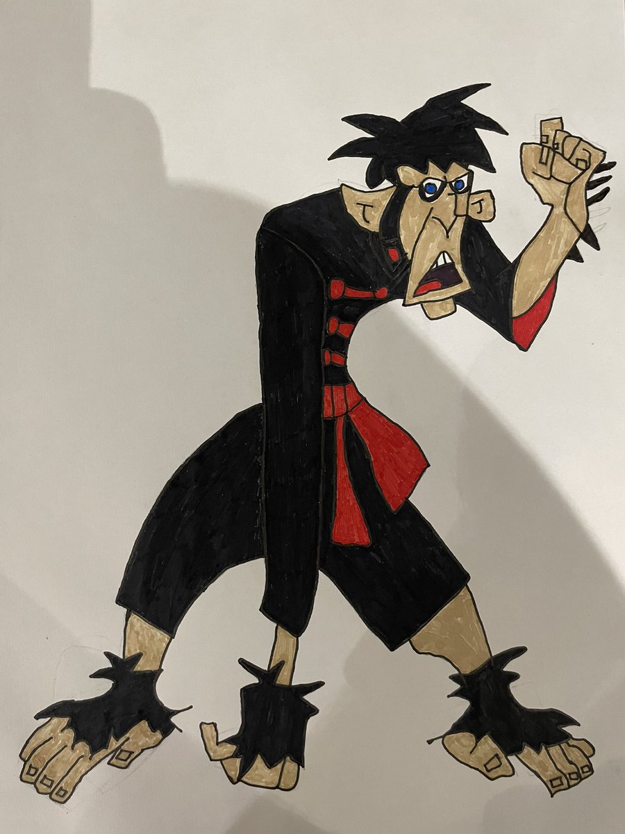 CallowDan's tweet photo. @tarastrong @TomKaneVO I drew this just today. Lord Monkey Fist from Disney Channel’s Kim Possible. https://t.co/LTnqrSUMAr