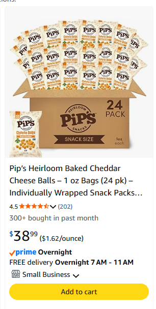 AmazonErrorKing's tweet photo. Price Error on 24 Bags of Chips

Pip’s Heirloom Baked Fiery Cheddar Fries – 1 oz Bags (24 pk)

Should be $35+

https://t.co/nGMnm9hMPg https://t.co/I0fYCZ70D3