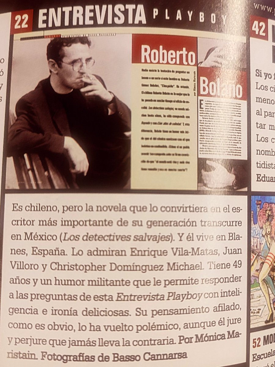 nosergio's tweet photo. La mítica Playboy con la entrevista de Mónica Maristain a Roberto Bolaño: https://t.co/RBbpwZGfX1