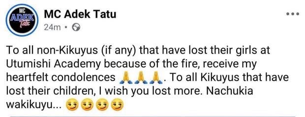 realmohke's tweet photo. I came across this tribal posts and to be honest there are some people who still believe they are suffering because a certain tribe exists.

He said that his account was hacked and he’s not responsible for posting such tribal content but it’s hard to believe it because all his timeline is full of tribal posts against one community.

POV: As Kenyans we are all facing same problems not because of a certain tribe but due to poor leadership. Let’s not be clouded by hate to a point where we fail to see the real problem affecting us.
