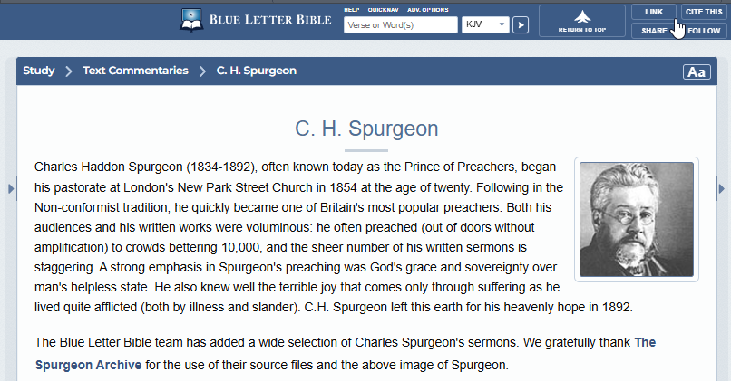 BlueLetterBible's tweet photo. Did you know BLB has over 1,000 of Charles Spurgeon's sermons available? 

Charles Spurgeon is widely regarded as one of the most God-glorifying preachers in history, earning him the renowned title, "Prince of Preachers." His commentaries and sermons are widely used and beloved by those in the Christian community. 

Read more here: https://t.co/2yoT6sG1z4

#Spurgeon