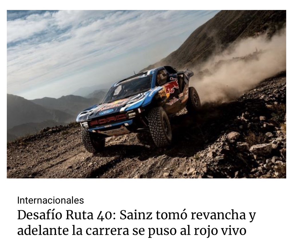 Cadena3Motor's tweet photo. ⚠️ #RallyRaid @OfficialW2RC 
➡️ #Fecha3 🇦🇷 @desafioruta40ok 

Desafío Ruta 40: Sainz tomó revancha y adelante la carrera se puso al rojo vivo. 

Los detalles, aquí👇

https://t.co/YjjtT2JlSV

Seguí @Cadena3Motor 
Te lo cuenta a cada momento
🎙️📲💻 @Cadena3Com https://t.co/GFbmROKQNT