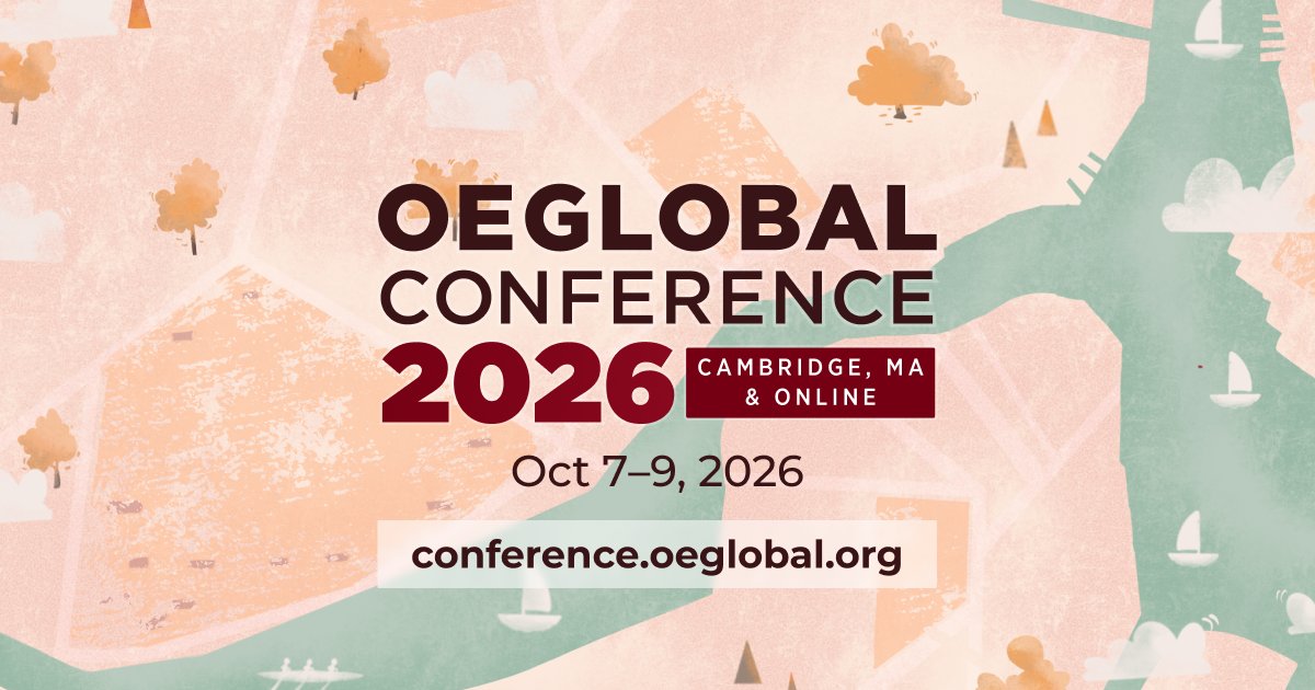 mitopenlearning's tweet photo. Registration is now open for the Open Education Global Conference 2026 (#OEGlobal26), taking place October 7-9 in Cambridge, Massachusetts and online!

We're thrilled to co-host the conference with @@OpenEdGlobal and the Massachusetts Open & Low-Cost Educational Resources Advisory Council (OLERAC). 

The theme for this year's conference is "Come Invent With Us! Innovating Open Practices to Uphold and Uplift Knowledge as a Public Good." 

Register now: https://t.co/lNuIogOIR7