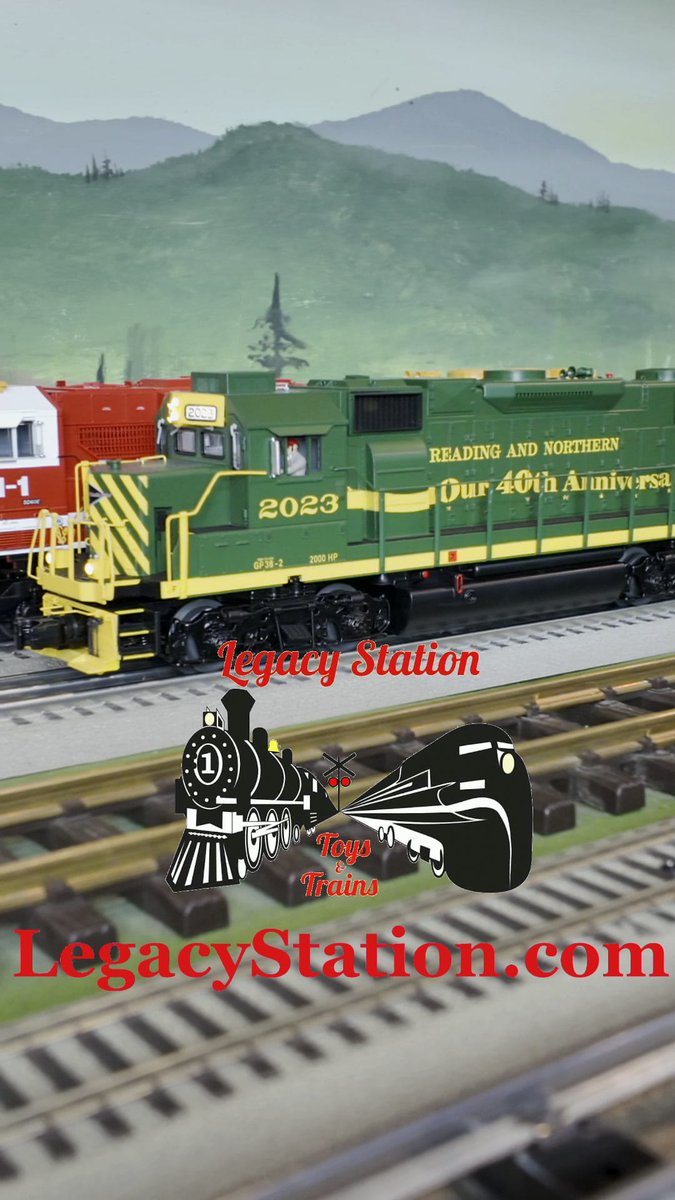 legacystation's tweet photo. Three iconic diesels share the track in this epic scale meetup.
An Atlas O scale Reading and Northern GP-38-2 drives past a pair of MTH Norfolk Southern SD60Es.
Look closely to spot the custom Honor Veterans livery alongside the 9-1-1 tribute design.
Reply with a photo of your https://t.co/jZd9Sc0x54