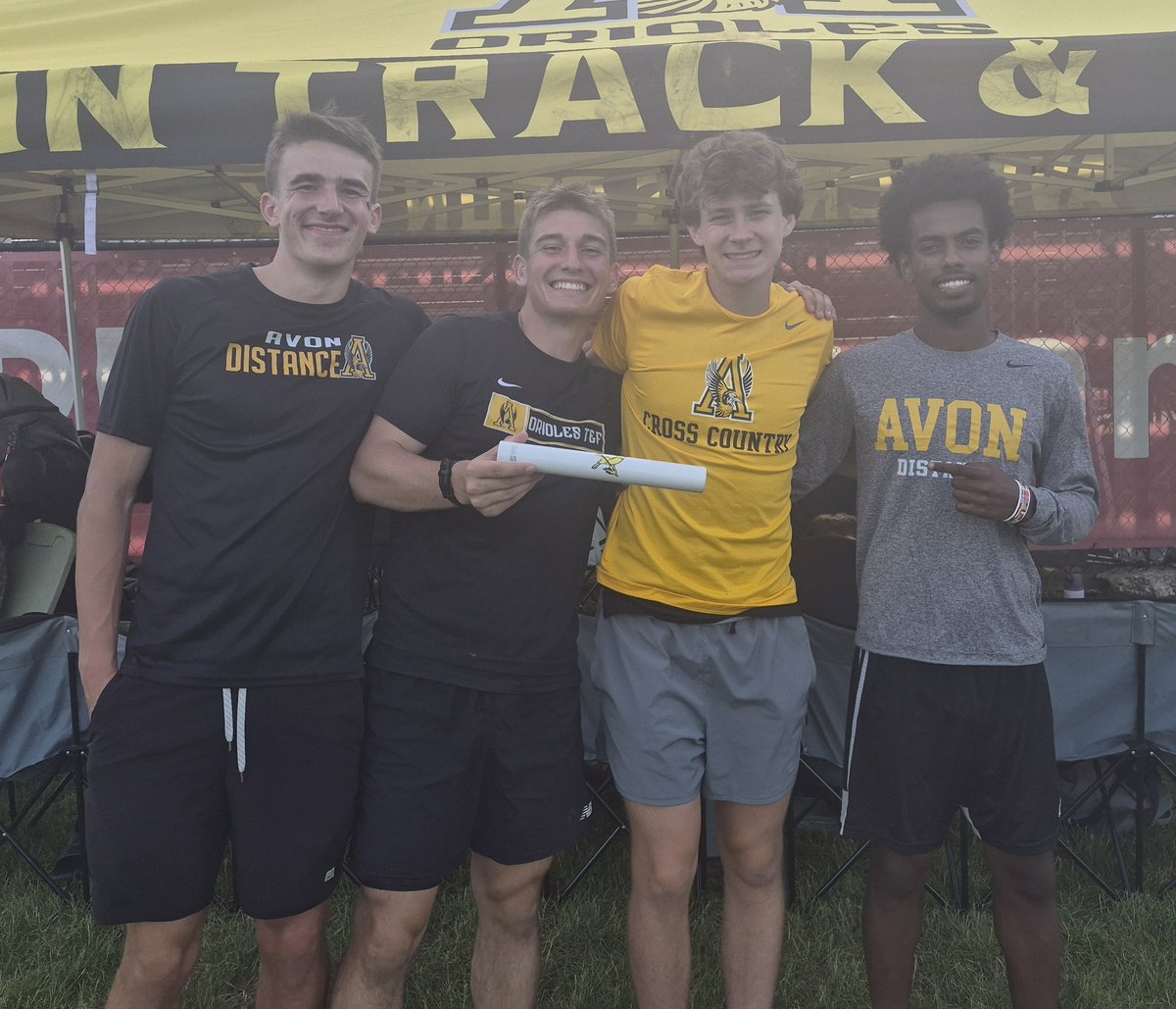 AvonDistance's tweet photo. Boys are underway in Plainfield for Regional and our first State tickets are punched!   4x800m of Elroe Tafese, Dean Semski, Quinn Murray, &amp; Mitchell Ford are Regional Runners-Up in 7:47.27, the second fastest time in school history! https://t.co/AeXEsOjlyt