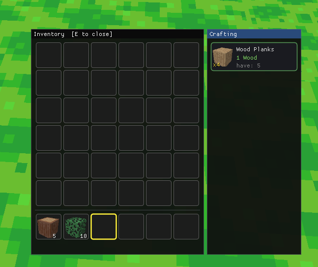 cydonix's tweet photo. Funny little crafting menu. Want to go for more of like a terraria/rust style crafting style. https://t.co/ylZYCUrGof