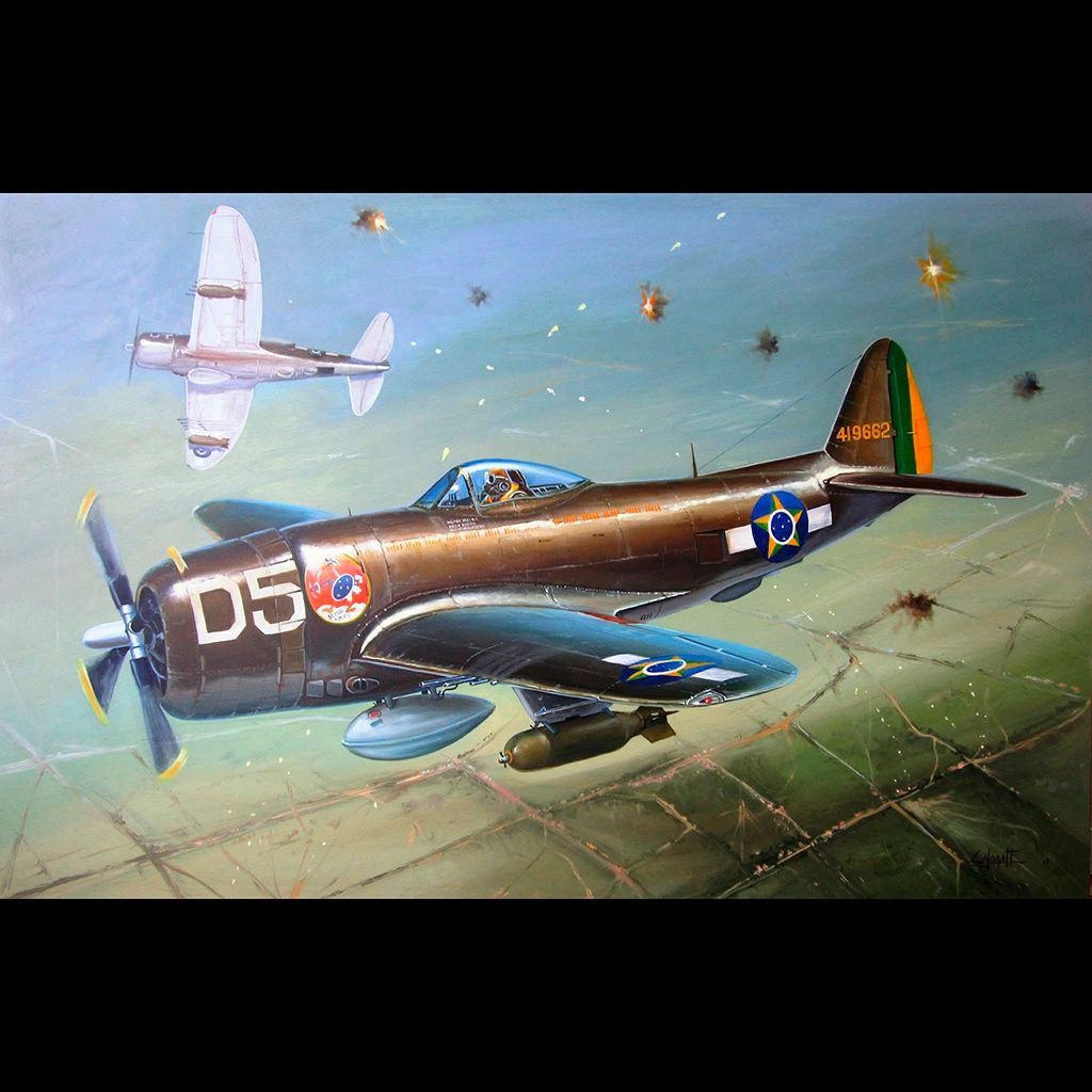 sentandoapua's tweet photo. Aviation art de autoria de Roberto Celegatti Filho, retratando o Ten. Meira em uma de suas missões de bombardeio. Acervo Roberto Celegatti Filho
#aviação #militar #historia #WWII #FAB #GrupoDeCaça #P47 #Thunderbolt #SentaAPua https://t.co/nYVjJVkrJH