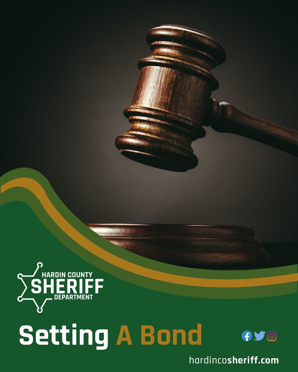 HCSheriffDept's tweet photo. Who sets a bond after being arrested?

General Sessions or Circuit Judge 👩‍⚖️ is the only person who sets your bond. The Hardin County Sheriff Department nor the Correctional Facility have anything to do with setting your bond amount.

https://t.co/6ZcSfCXIdh https://t.co/aVunuvNpDm