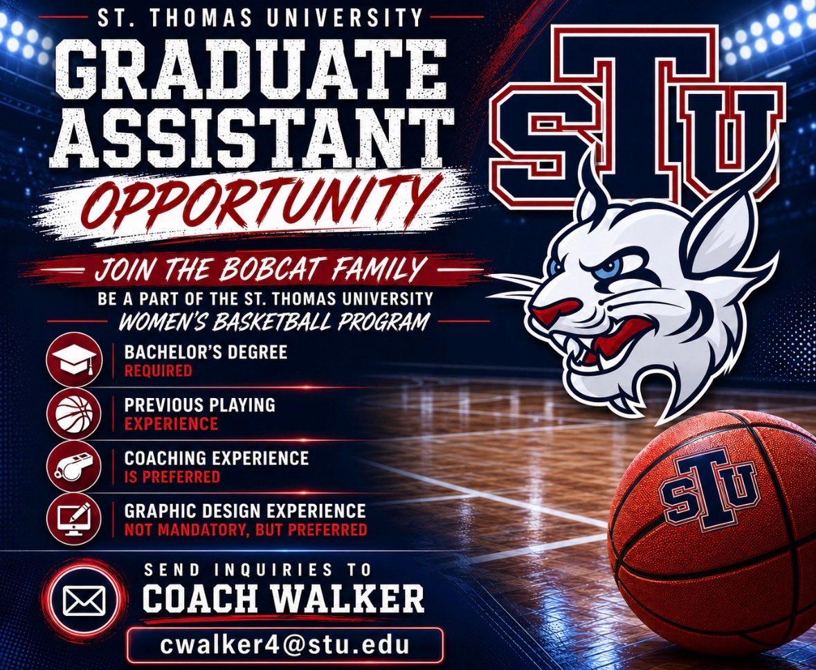 CoachD_STU's tweet photo. Searching for a new graduate assistant. https://t.co/oYeuG5tAQx