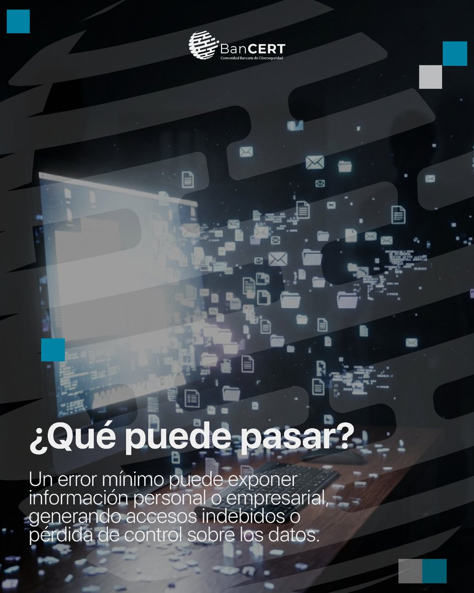 BanCERT_gt's tweet photo. ❓ A veces pensamos que "a nosotros no nos va a pasar", pero un error mínimo puede exponer años de trabajo o información privada. 

#RiesgoDigital #ConcienciaCibernética #BanCERT #ProtegeTuFuturo #SeguridadTotal https://t.co/lAxcbC3Fer