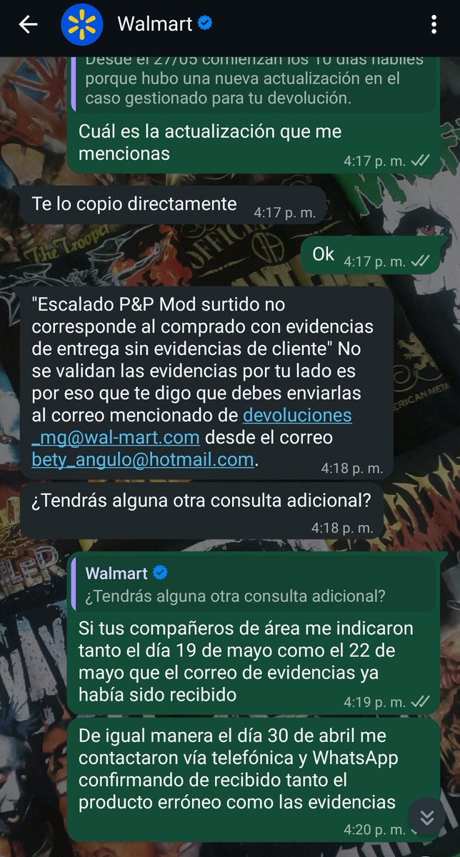 betyangulo's tweet photo. Día 34 de mi proceso de devolución y reembolso y seguimos igual re contradicen, que falta de seriedad exijo respuesta @WalmartMexico  qué debo hacer para que pongan atención a mi proceso https://t.co/2Q6BEpj9PW