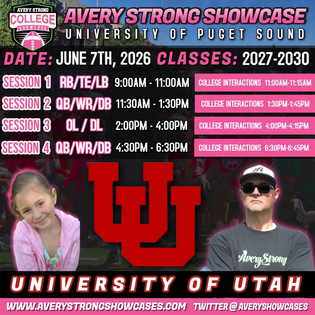 AveryShowcases's tweet photo. Excited to Announce The University Of Utah will be Attending The 2026 @AveryShowcases on Sunday, June 7th🔥🏈📈

Can’t Wait To See Athletes From All Around The Country Competing On The Big Stage ‼️

10 Days Until Go Time 🍿👀⏳ 

https://t.co/pA4slI03E2 https://t.co/YMtqYoaYrb