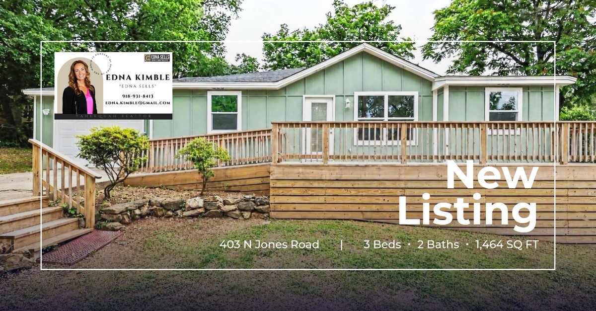 c21wrightok's tweet photo. 📍 New Listing 📍 Take a look at this fantastic new property that just hit the market located at 403 N Jones Road in Tahlequah. Reach out here or at (918) 931-8413 for more information

#C21wright 🥇 #TopAgents #RealEst... https://t.co/YmanV2Wr6v https://t.co/iZZVzLXgiV