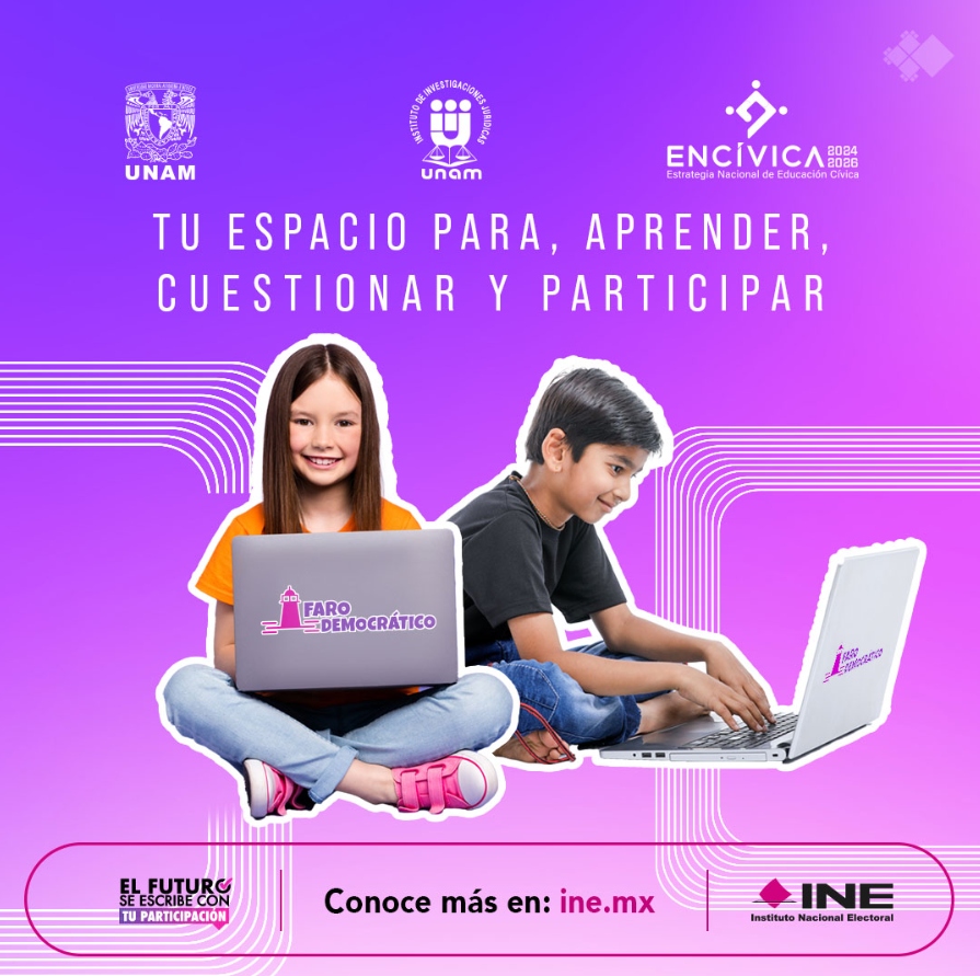 INEtelMX's tweet photo. Descubre Faro Democrático: donde niñas, niños y adolescentes aprenderán a ​conocer sus derechos y responsabilidades 📱​
Cada actividad está diseñada para que aprendan y reflexionen mientras se divierten.
💻 ➡️ https://t.co/bW1cxuMXKV
#ElFuturoSeEscribeConTuParticipación https://t.co/6kcYKuxe29