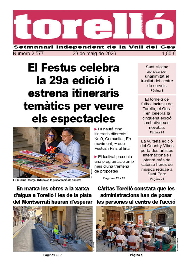 settorello's tweet photo. Bon dia! Aquesta és la portada del @settorello d'aquest divendres 29 de maig. Que passeu un bon cap de setmana de @festusfestival! #torelló #valldelges #osona https://t.co/WMCYLA11mg