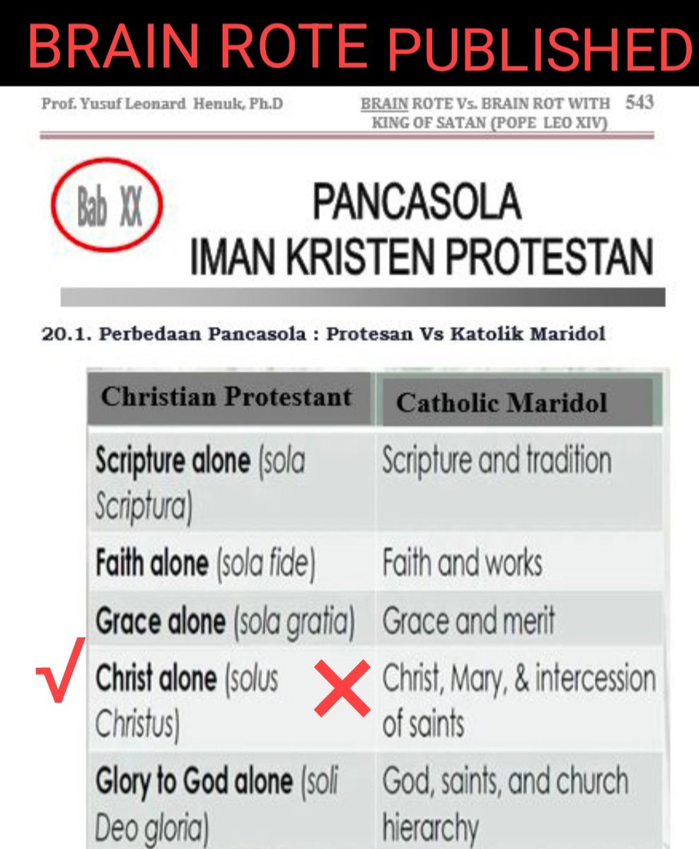 ProfylHenuk's tweet photo. KULIAH UMUM:(1) MENGAPA KATOLIK SANGAT BENCI/ANTI-SOLA SCIPTURA?  BRAIN ROTE MENJAWAB: 
(1) SOLA SCRIPTURA HILANGKAN TRADISI &amp; TERPENTING PAUS TAK BERKUASA PENUH DI BUMI,TAPI HANYA YESUS KRISTUS  &amp; 

(2) BERDOA HANYA KEPADA YESUS DAN TAK BOLEH BERDOA KE MARIA + PARA SANTO/SANTA. https://t.co/GFpeedW3fU