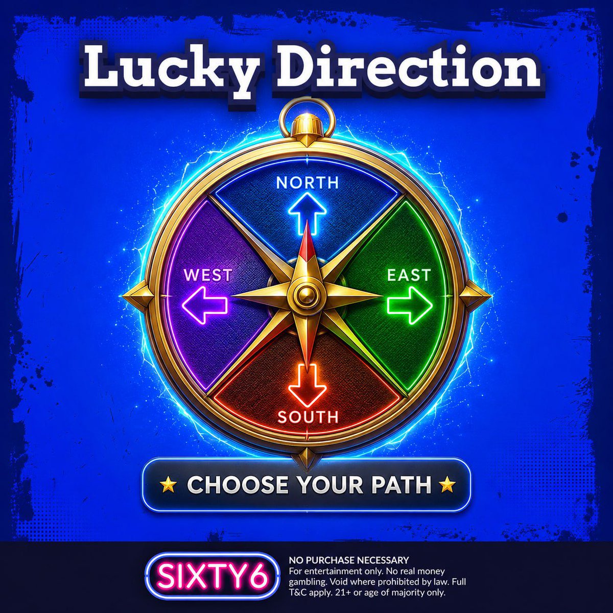 sixty6com's tweet photo. 🧭 LUCKY DIRECTION 🧭

The compass is pointing in every direction, but only one path leads to today's luck. ✨

⬆️ North
➡️ East
⬇️ South
⬅️ West

Which direction are you choosing? Drop your answer below and trust your instincts! 🍀👇  #free #freegames #freeplay

https://t.co/XpjayWOX7Y