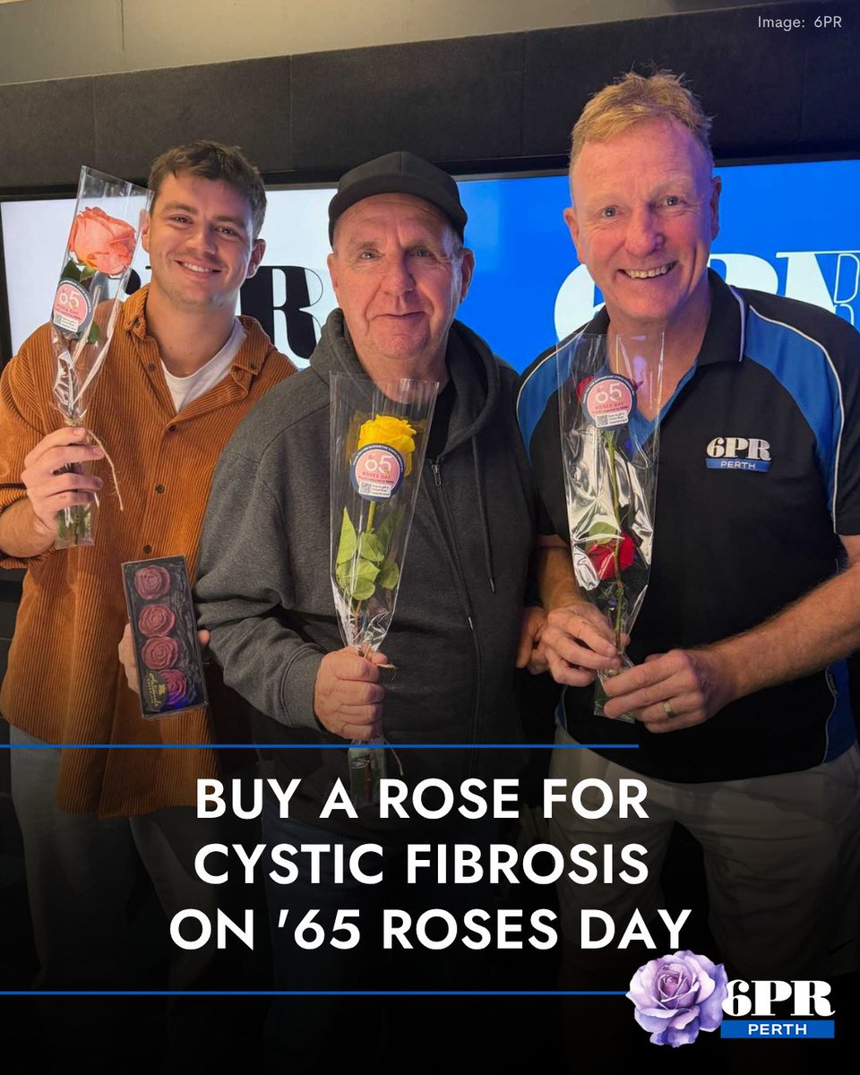 6PRbreakfast's tweet photo. Buy a rose today to support families affected by Cystic Fibrosis on WA’s annual “65 Roses Day.” The name “65 Roses” is an endearing nickname for Cystic Fibrosis, coined by a 4-year-old CF sufferer in 1965. https://t.co/sCznfVfspm