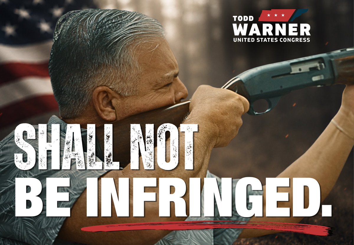 RepToddWarner's tweet photo. I don’t need a politician telling me what rights I’m allowed to have.

Our freedoms come from God, not government.

Generations of Americans have fought and died to defend them, and I’ll never vote to give them away.

The Second Amendment is not negotiable.

“Shall not be infringed” means exactly what it says. 🇺🇸