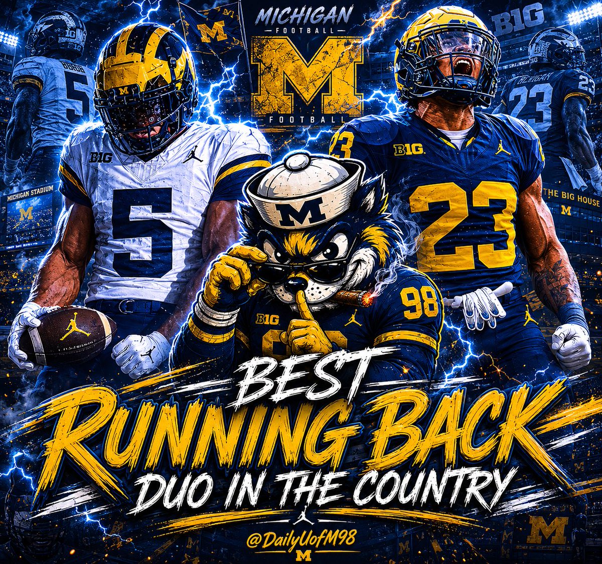 DailyUofM98's tweet photo. Oh look it’s the best RB duo in American 〽️🟡🔵 #Goblue https://t.co/B4iTjQuReN