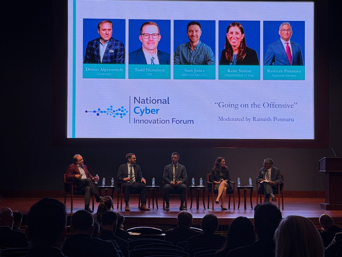 NatCyberInnoFor's tweet photo. "The private sector can add scale and unique capacity to this issue that the government may not have..." [on offensive cyber operations] at the #NationalCyberInnovationForum - @DAlperovitch https://t.co/o6jrpijy2h