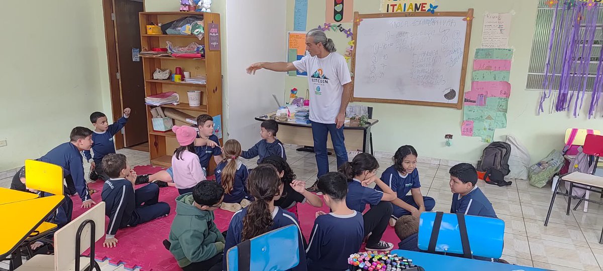 bitcoinamantiki's tweet photo. Our second class sharing financial education in a playful way for children aged 8 to 12. At the NGO Aquarela in Santo Antonio do Pinhal, total of 47 children who will have the opportunity to transform knowledge based on the new Bitcoin for Junior program of the @MyFirstBitcoin_ https://t.co/v9WiMpCtT6