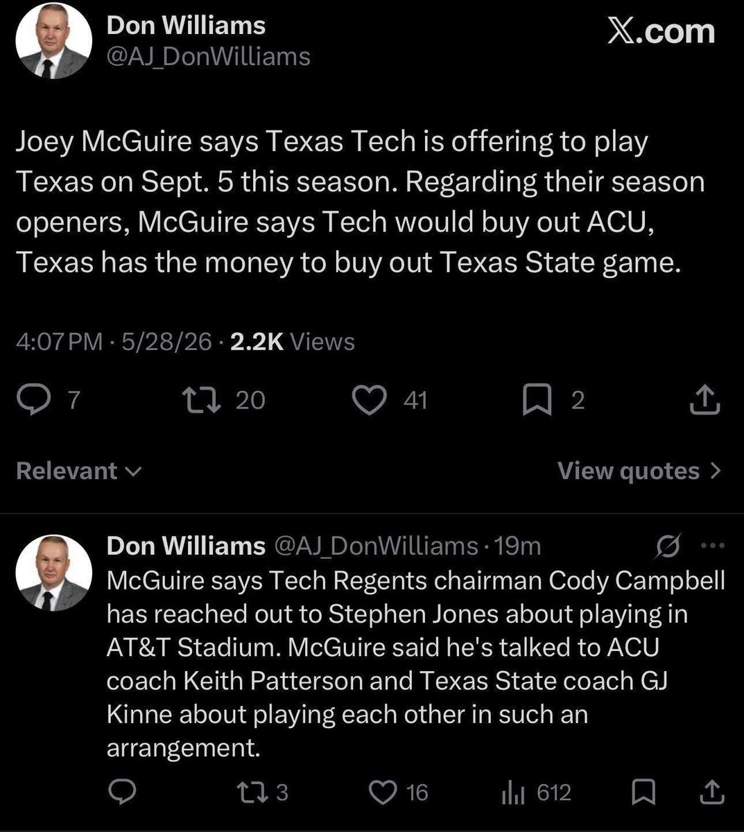 JAeiou's tweet photo. @McMattRadio Texas won’t do it - atmosphere would be insane at Jerry World. https://t.co/HVkPnUfOe9