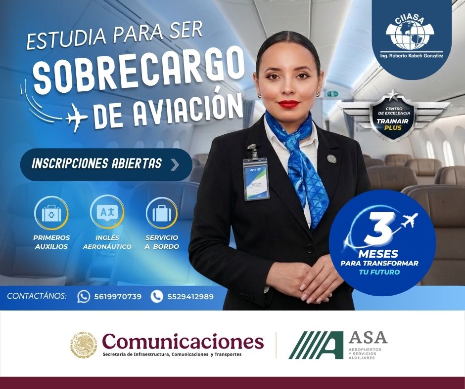 ASAMexico_mx's tweet photo. Estudia para #Sobrecargo en el #CIIASA, centro reconocido por la @AFAC_mx. En sólo 3 meses tendrás una carrera corta de alta demanda y tu oficina en las nubes. Son pocos lugares ¡Despega ya!

🔗 Dale clic y cotiza por WhatsApp:https://t.co/KYC7x6eYvG https://t.co/105ONvyq6Z
