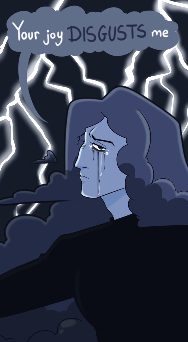 xLonelywoodsx's tweet photo. Sirius is my  melancholic storm cloud that can make everyone in his immediate vicinity miserable. Despite his pessimistic and gloomy demeanor he is best friends with Sunny. Shouldn't make sense but it does for them ☁️🌞 https://t.co/jI8vP0HkQc