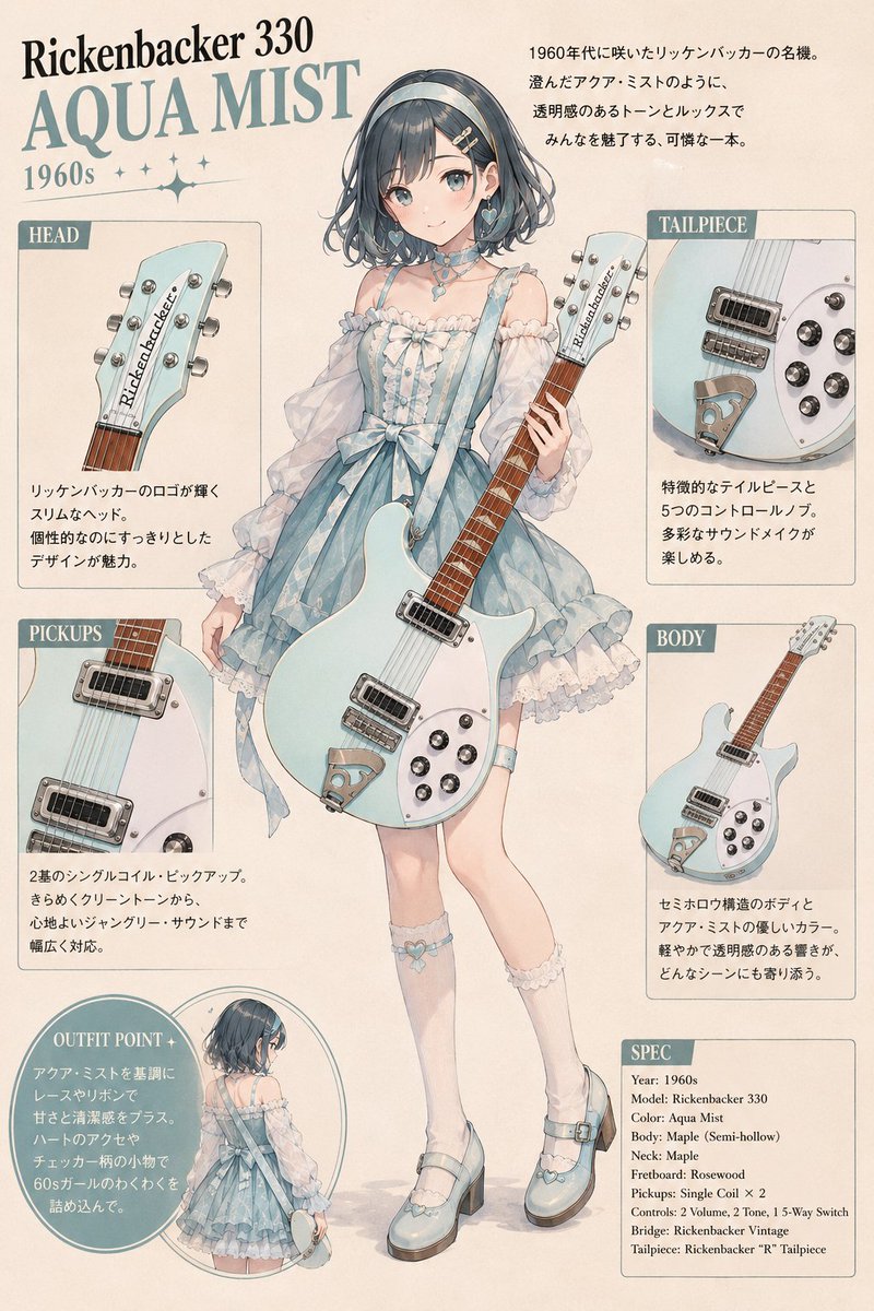 harukaze014's tweet photo. #マイギター擬人化
うちのリッケン
実際はカラーはアクアミストじゃなくてblue boyだし、型番は330じゃなくて620だし、ホロウボディじゃなくてソリッドボディだし、ピックアップはトースタートップだし、インレイも形違うけどみんなを魅了する可憐な一本であることは間違いないよ
ポンコツかわいいね https://t.co/iRz9KidlDq