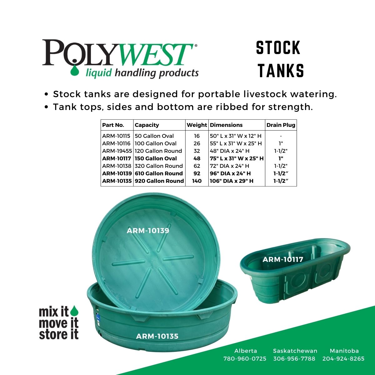 PolywestLtd's tweet photo. When you need to move to pasture, your stock tank needs to go too!
📍 Nisku 780-960-0725
📍 Saskatoon 306-956-7780
📍 Winnipeg 204-924-8265 https://t.co/Dh2kQEccBR
