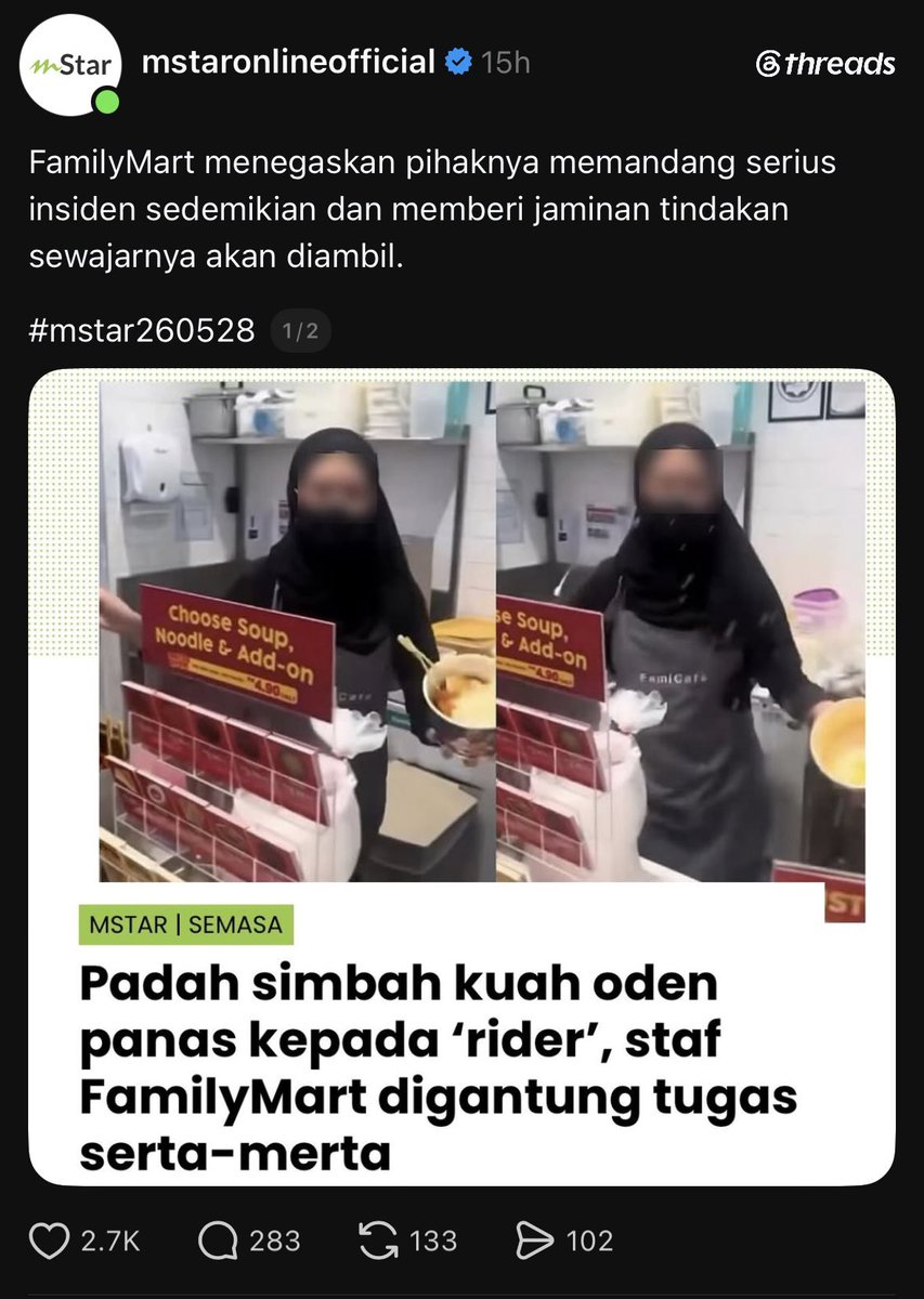 Shibba_17's tweet photo. @danidanialle @missy5394977216 @kamaghul Play victim? Rider ask about the order. Even dia provoke mcm mna pun still prmpuan tu xda hak utk simbah air panas whatsoever. Klau btul slah rider knapa staff x kluar kan kenyataan about tht? Cctv?? Strong proof ex staff FM krja kat sna pun said tht idiot RUDE AF. https://t.co/kGIPTi6ZiD
