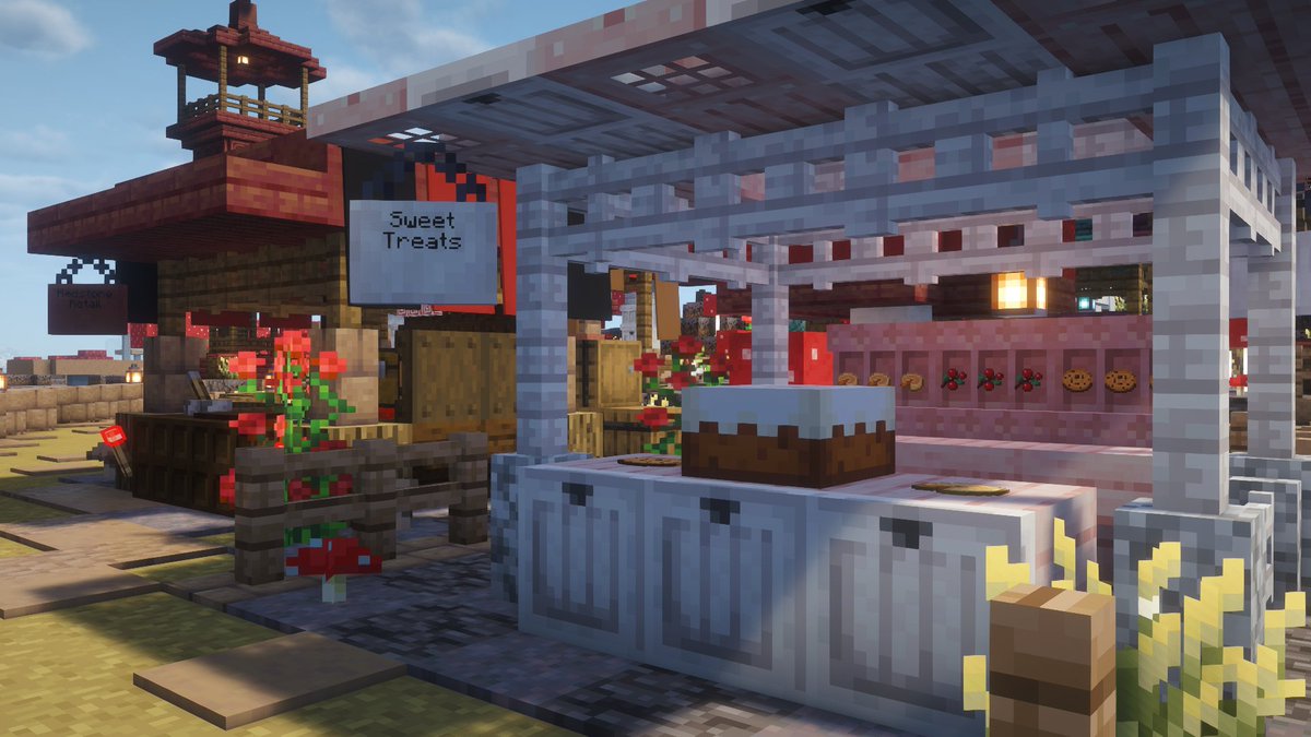 FishStlcks__'s tweet photo. Little more of an in-depth veiw of the market area!
#minecraft https://t.co/YQTfEFFnEU