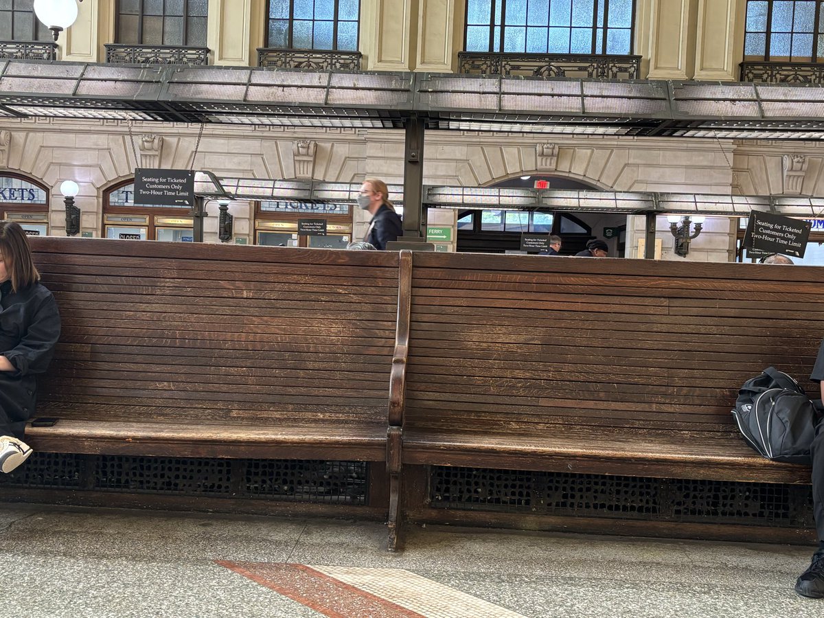 mikedomi's tweet photo. @NJTransit_CA  any chance you can have the bird poo cleaned off of the tops of the bench seats in the Hoboken terminal? https://t.co/gdSxpdQ6oQ