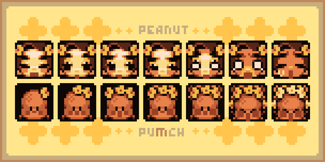 PEANUTPUMCH's tweet photo. updated and added to my stream bit and sub badges again zzz also i was debating alt accounts since i draw so many different things but realised it's less psychic damage-inducing to just use tags to organise my profile search so....

#pixelart https://t.co/i2MkycSFUx