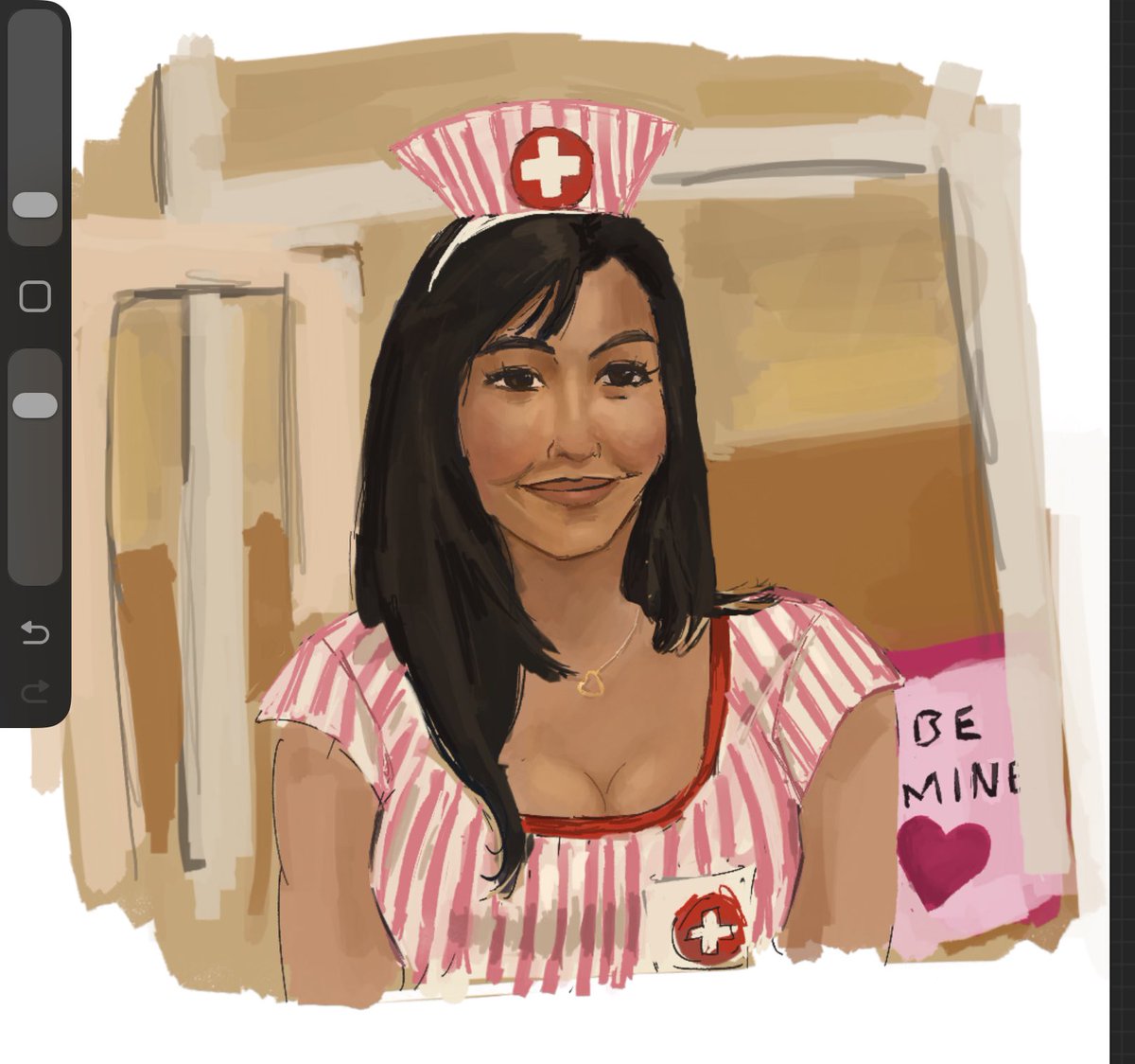 kitcosmics's tweet photo. Santana wip #glee nurse please the doctor says I’m gonna die If I don’t get mouth to mouth https://t.co/jg2EGNEnmI