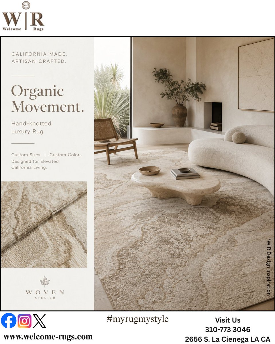 Welcome_Rugs's tweet photo. W|R: Your living room finally feels like a California designer home. Soft textures. Sculpted movement
S La Cienega Blvd | 310-773-3046 | https://t.co/iCMOdvtl0m #myrugmystyle #WRWelcomeRugs #TerracottaRug #EidAlAdha #MichaelJackson #ModernLuxury #InteriorDesigner #furniturestore https://t.co/gUVILyq4VB
