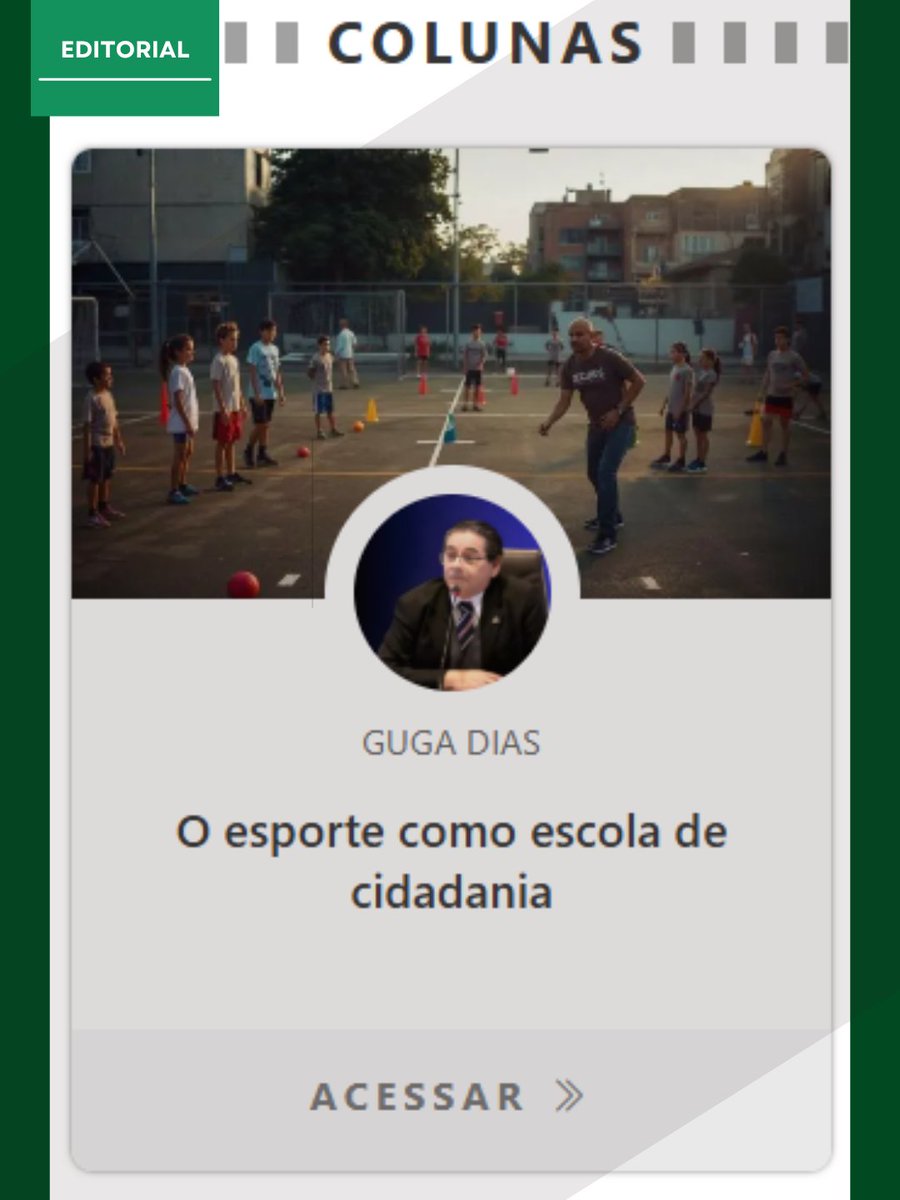 augustodias's tweet photo. Esporte não é apenas jogo. Quando bem conduzido, é educação, disciplina, convivência, regra, limite e cidadania. Meu novo artigo na Folha de Florianópolis trata da educação esportiva como formação humana para crianças e jovens.

https://t.co/JvCsPM8EP0 https://t.co/WdlOAU8s4r
