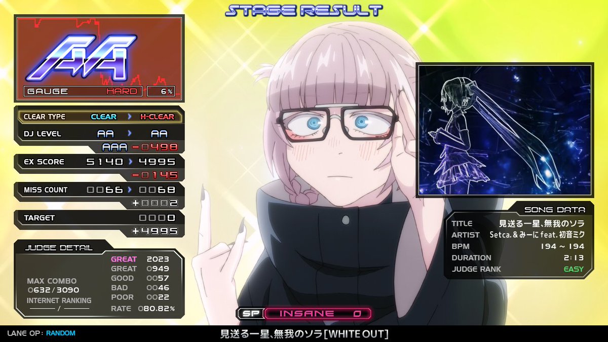 29niratama's tweet photo. HARD
✡23
Destroyer［Oxygen］
αMe:TRiC -RhYMeTRiX-
st4
見送る一星、無我のソラ [WHITE OUT]

EASY
✡24
Debate Paradigm [Deadlock] https://t.co/Nf9sBr6YJ6