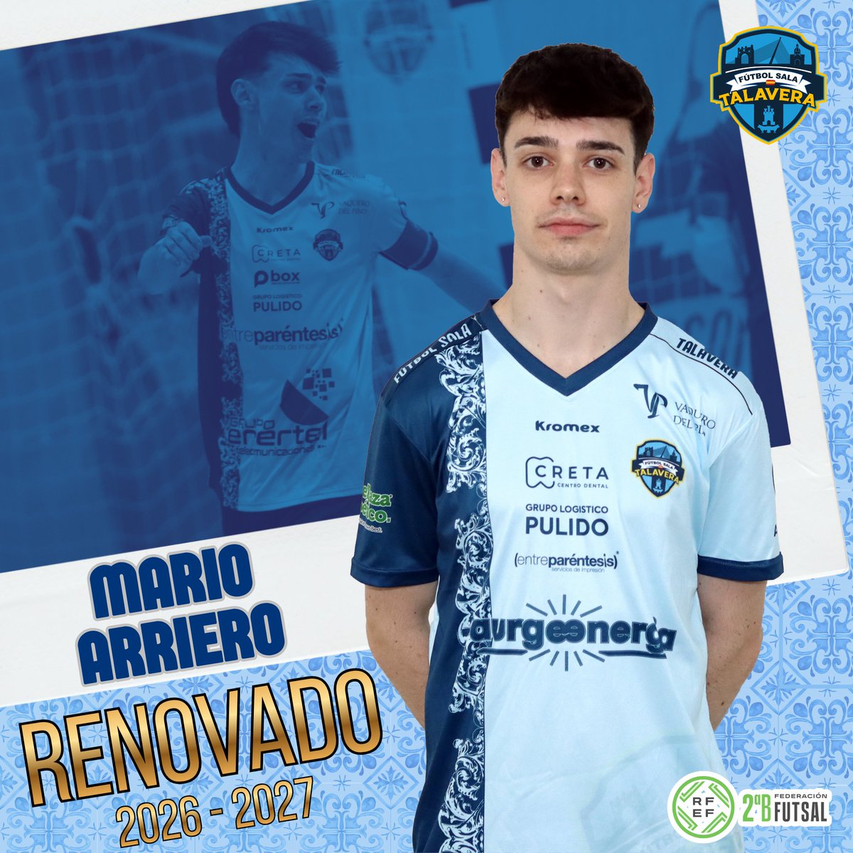 FS_Talavera's tweet photo. De la @Academia_FST al Primer Equipo 🧗🏻‍♂️🧗🏻‍♂️🧗🏻‍♂️ y es uno de los capitanes ©️©️©️. Dentro del TOP🔟 histórico en partidos y goles... y sólo tiene 2⃣3⃣ AÑOS. Especialista a balón parado 📐📏 y calidad a raudales 🪄🪄🪄  ¡Contaremos una temporada más con @mariiio_07! #123Talavera 🩵🩷 https://t.co/WXOODKWcBu